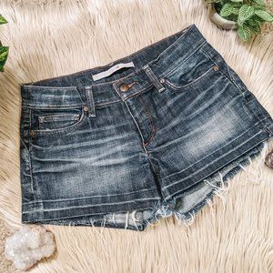 Joe's Jeans Mid-Rise Medium Wash Distressed Shorts